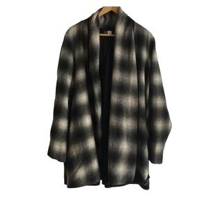 Saks Fifth Avenue Plaid Fall Wool Blend Open Jacket Size Large